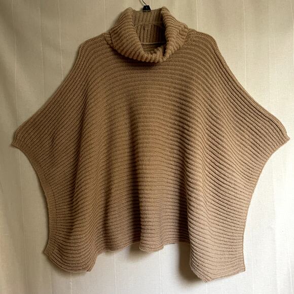 NWOT Cowl Neck Sweater Knit Poncho M/L Boho Western Preppy - Picture 1 of 2